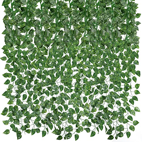 CEWOR 14 Pack 101ft Artificial Ivy Greenery Garland, Fake Vines Hanging Plants Backdrop for Room Bedroom Wall Decor, Green Leaves for Jungle Theme Christmas Party Wedding Decoration