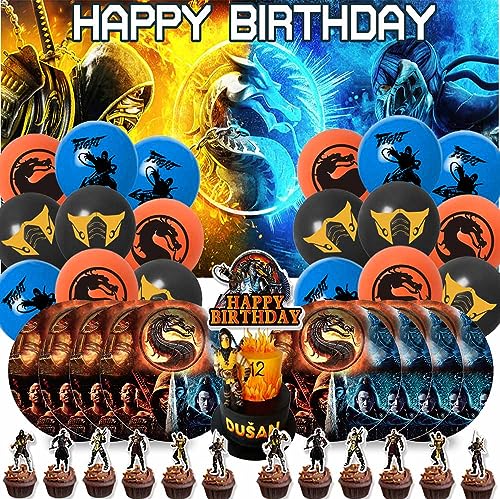 Mortal Kombat Party Supplies Plates Decorations Cake Topper Birthday Backdrop Background Decor