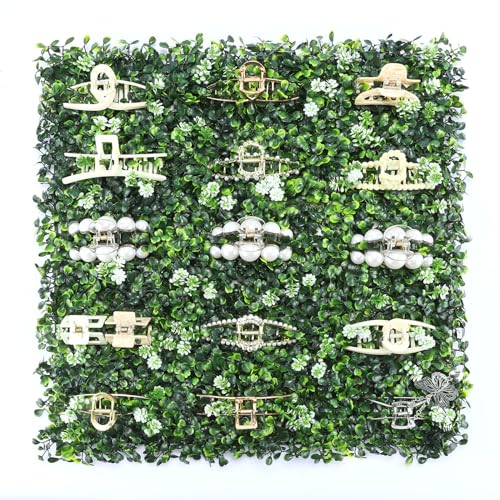 SNOWSTAR Green Grass Claw Clip Organizer Holder,Claw Clip Holder and Storage Decoration,20*20 inch Hair Clip Organizer Grass Greenery Stand for Women and Girl,Hair Clips Decor Display for Wall Green