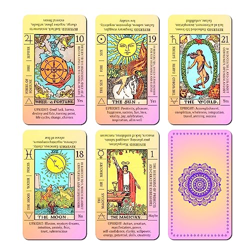 JUJU'S VIBES Learning Tarot Cards for Beginners with Meanings on Them, Cute Sunset Tarot Cards Set Unique, with Keywords, Beautiful Rider Waite Tarot Desks, Cute Beginner Tarot Cards Deck Pink