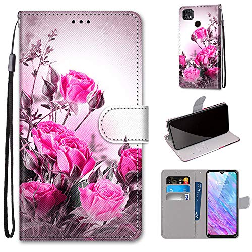 Tznzxm ZTE ZMax 10 / ZTE Z6250 Wallt Case, Rose Flowers Painting Premium PU Leather Flip Style Cover with Kickstand and Card Holder Slots Protective Magnetic Phone Case for Consumer Cellular ZMax 10