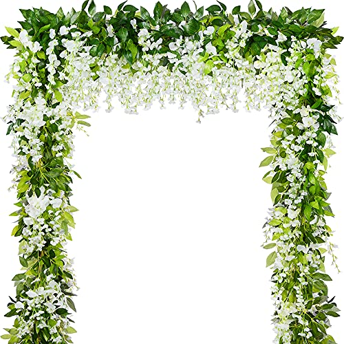 HANDIC Wisteria Garland 5pack 33Ft Artificial Fake Wisteria Vine Hanging Flowers Fake Vines Plants