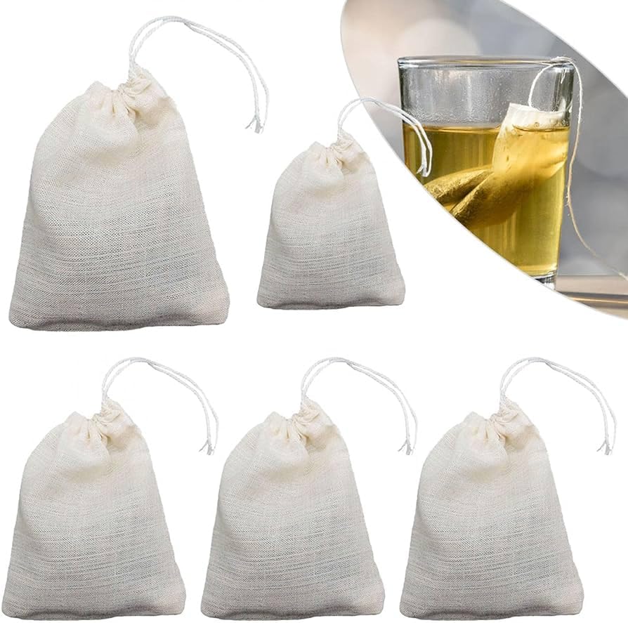 200 Pcs Disposable Tea Filter Bags Empty Cotton Drawstring Seal Filter Tea Bags for Loose Leaf Teal（3.54 x 2.75 inch）