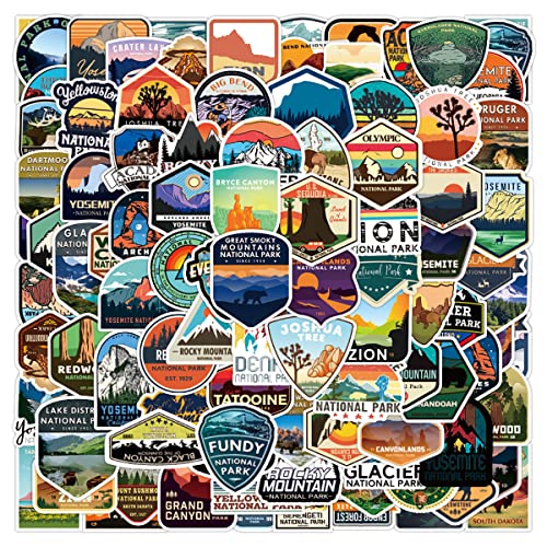 100 Pcs National Park Stickers Outdoor Travel Hiking Nature Adventure Grand Canyon Luggage Stickers for Suitcases Car Bumper Luggage, Laptop, Water Bottle Stickers
