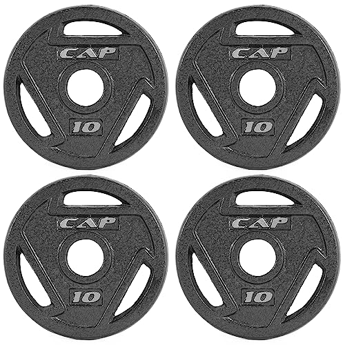 CAP Barbell 2-Inch Olympic Grip Weight Plate, 10 lb, Set of 4,Black