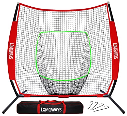 7'x7' Baseball Practice Net for Hitting and Pitching, Portable Softball Net for Batting with Carrying Bag