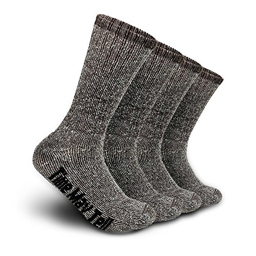 Time May Tell Mens Merino Wool Hiking Cushion Socks Thermal Warm Crew Winter Boot Socks Pack (Brown(2 pairs), US Size 9~13)