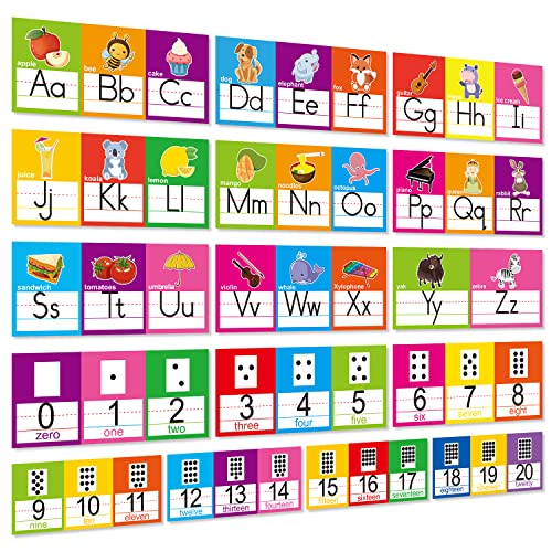 OUNENO Alphabet Line Bulletin Board Set ABC Number 0-20 Wall Decorations for Pre-School Kindergarten Elementary Classroom Nursery Homeschool