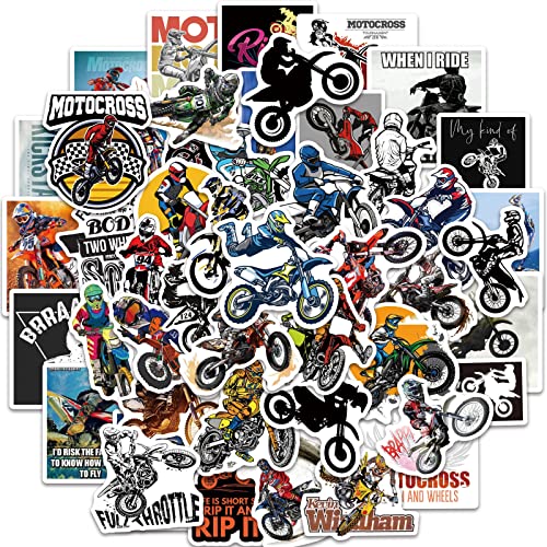 50Pcs Motocross Stickers for Water Bottles Vinyl Dirt Motobike Stickers for Kids Teens Waterproof Motorcycle Stickers Decals for Laptop Scrapbooking Journaling Dirt Bike Stickers