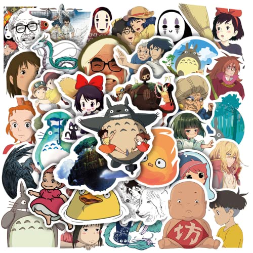 50 PCS Japanese Cartoon Stickers, Kawaii Studio Anime Stickers Waterproof Vinyl Cute Stickers for Laptop Guitar Water Bottle Luggage Bike Fashion Decals for Kids Teen Girls Adults