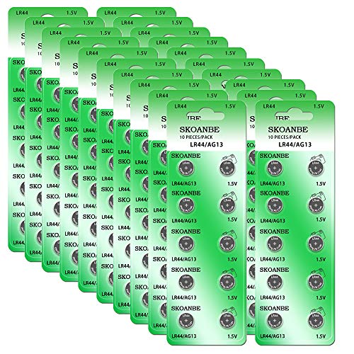 SKOANBE 200PCS LR44 AG13 L1154C 303 357 D357H 1.5 Volt Button Coin Cell Batteries