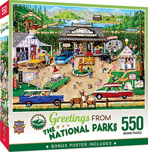 Baby Fanatics Masterpieces 550 Piece Jigsaw Puzzle for Adults, Family, Or Kids - Greetings from The National Parks - 18'x24'