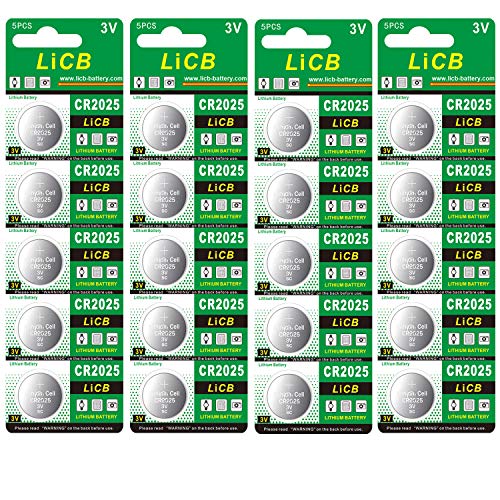 LiCB CR2025 Battery,CR2025 Lithium Batteries,3 Volt Coin & Button Cell (20-Pack)