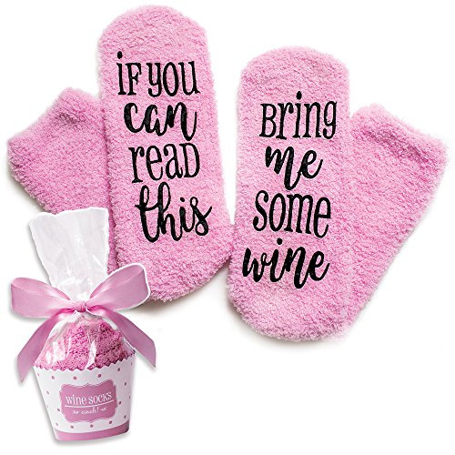 cinch! Luxury Fuzzy Wine Socks in Cupcake Gift Packaging | Valentines Day Gifts for Her | Socks for Women | Funny Accessory, Present for Wife, Wine Gifts for Women | Galentines Day Gift for Party