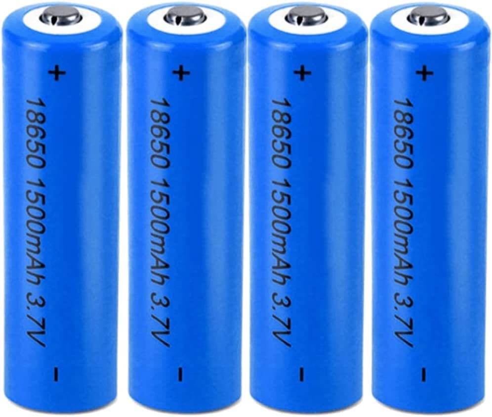 valuoso 18650 1500mAh 3.7v Rechargeable Battery, icr18650 1500mAh 3.7v Rechargeable Battery, 3.7v Lithium ion Battery 1500mAh for LED Flashlight, Headlamps, Doorbells, RC Cars(Button Top, 4Pack)