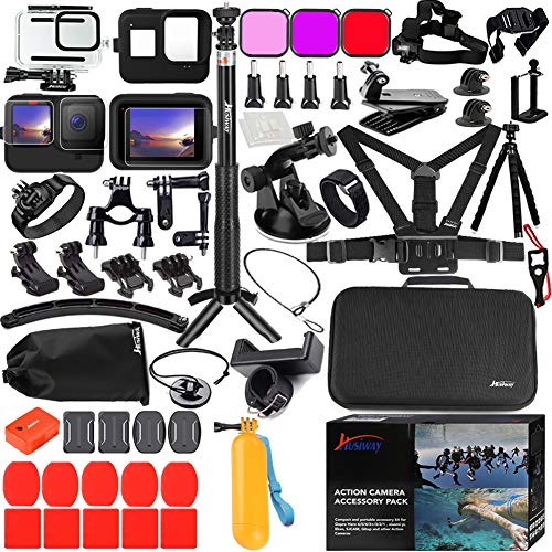 Husiway Accessories Kit for Gopro Hero 12 11 10 9 Black Waterproof Housing Silicone Case Glass Screen Protector Bundle for Go pro Gopro12 Gopro11 Gopro10 Gopro9 Hero12 Hero11 Hero10 Action Camera 62E