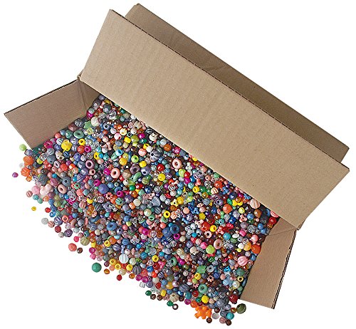 The Beadery Bonanza 5LB of Mixed Craft Beads, Sizes, Plastic, Round, Multicolor