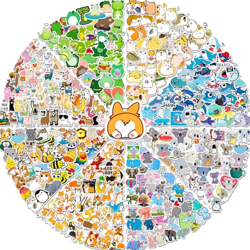 600 PCS Cute Animal Stickers Pack，Arme Vinyl Stickers，Large Colorful Waterproof Stickers for Water Bottles,Skateboards and Notebooks, Laptop Stickers for Teens Girls and Boys Kids Adults