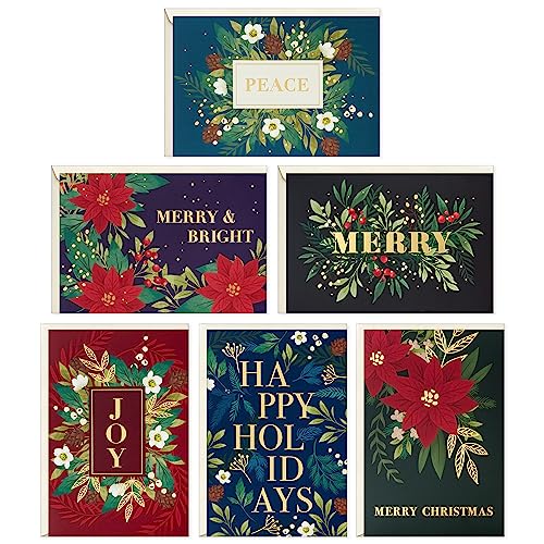 Hallmark Bulk Boxed Christmas Card Assortment, Elegant Jewel-Tone Floral Assortment (72 Cards and Envelopes)