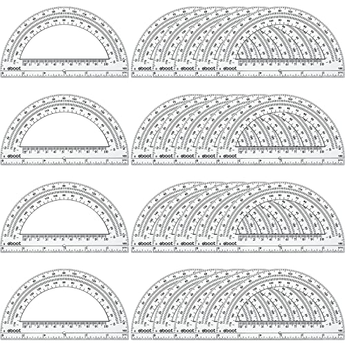 EBOOT 24 Pack Plastic Protractors Bulk Math Protractor 180 Degrees 6 Inch, Clear