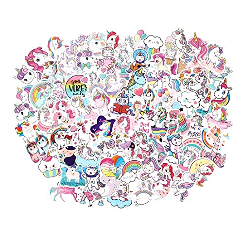 FNGEEN Cute Unicorn Stickers Pack 100pcs Vinyl Laptop Water Bottle Stickers for Girls Motorcycle Luggage Cup Graffiti Bomb Decals Skateboards Snowboard Unicorn Gifts
