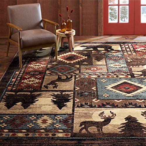 Home Dynamix Buffalo Bear Rustic Area Rug, Brown/Red, 7'10'x10'5', Rectangular