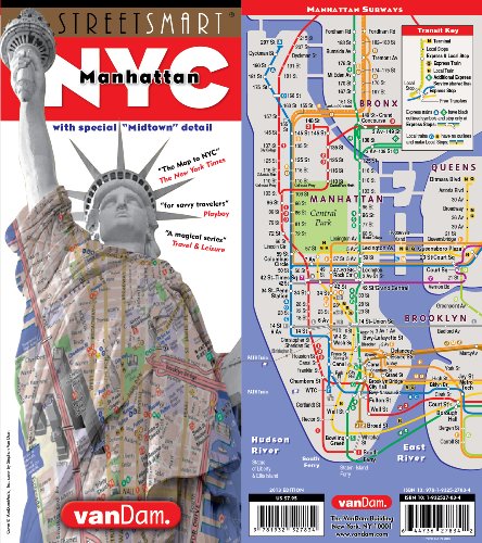 StreetSmart NYC Map Midtown Edition by Van Dam-Laminated pocket city street map of Manhattan w/ all attractions, museums, sights, hotels, Broadway Theaters & NYC Subway map; 2024 Edition