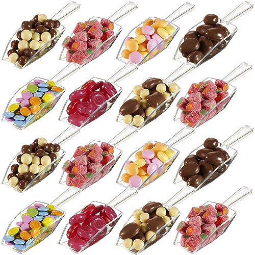 Mini Clear Acrylic Plastic Scoops [24 Pack] for Candy, Ice Cream Bar, Jars, Containers, Coffee, Flour, Dessert Buffets, Kitchen, Weddings, Parties & Concessions, 5.5'