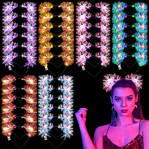 Wavyknot 36 Pieces Cat Ears Light Up Headband with Color Change Multicolor LED Headband Cute Glow Headband for Party Rave Hair Accessories for Women Girls Kids Adults Halloween Party Supplies