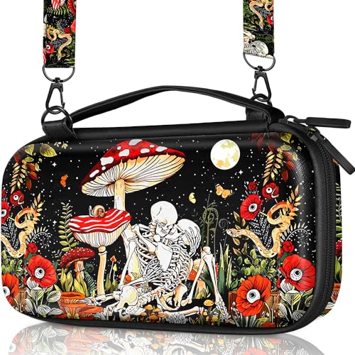 Gurgitat Carrying Case for Nintendo Switch/Switch OLED Travel Carry Cases Hard Shell Protective Cover Mushroom Skull Cute Girls Boys Accessories Storage Pouch Bag for Nintendo Switch 2017/Oled 2021