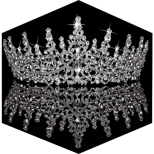 Women Crystal Wedding Tiara Princess Crown Rhinestone Tiaras, Royal Queen design, perfect for Bridal, anniversaries, birthday, Halloween Cos-play costume Christmas, party hair accessorie for girl Prom (Silver)