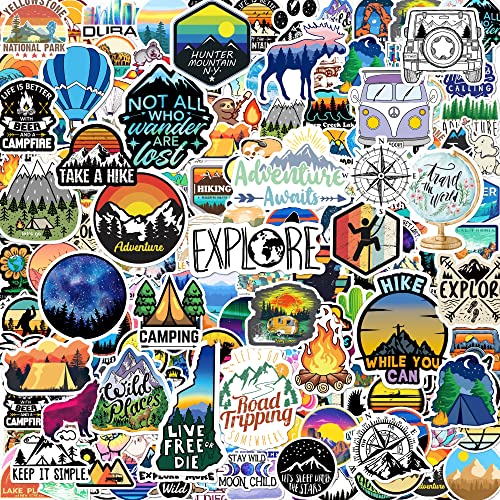 200PCS Camping Stickers for Water Bottles, Outdoor Adventure Stickers Vinyl Waterproof Stickers Packs Laptop Decals Travel Hiking Stickers for Bike Bumper Suitcase Luggage Car Wilderness Nature