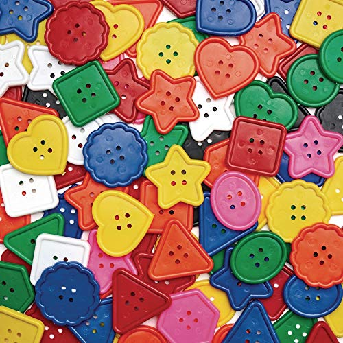 Colorations - BAGBTN Really Big Bright Buttons, 130 Pieces, 1 Pound, 8 Shapes, Assorted Colors, Sewing, Jumbo, Projects, Crochet, Knitting, Gifts, Hand Made, Arts & Crafts, for Kids