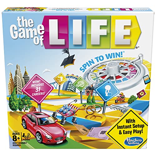 Hasbro Gaming The Game of Life Board Game, Family Games for Kids Ages 8+, Includes 31 Careers, Family Board Games for 2-4 Players, Family Gifts (Amazon Exclusive)