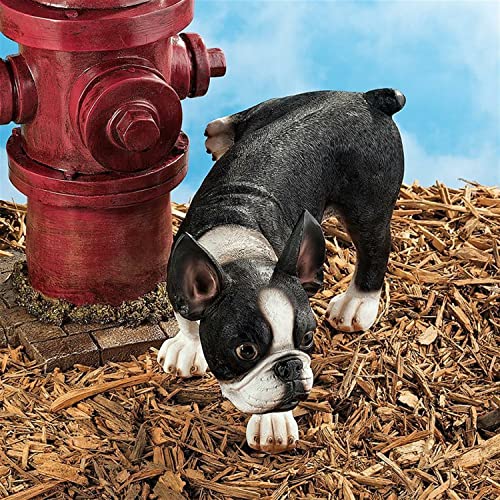 Design Toscano Lifting a Leg Naughty Boston Terrier Dog Statue