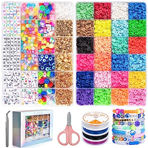 JOJANEAS Bracelet Making Kit - 6800 PCS Beads Bracelet Kit Arts and Crafts for Girls - Jewelry Making Kit Crafts for Girls Adults - Bracelet Making Toys Gifts for Girls Teen Girls (48 Grids)