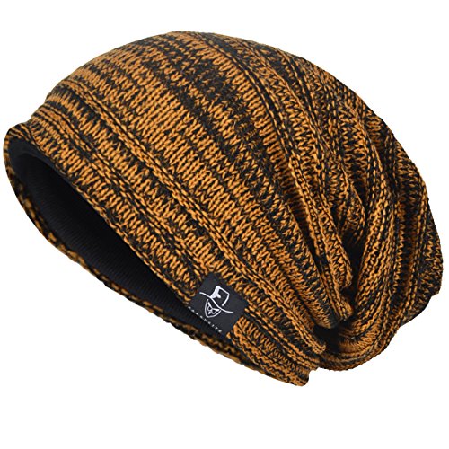 VECRY Men's Slouch Beanie Skull Cap Long Baggy Hip-Hop Winter Summer Hat (Twill-Ginger)