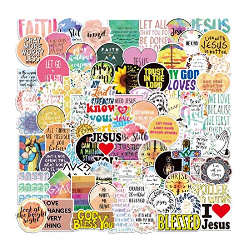 100pcs Jesus Christian Stickers, Bible Verse Faith Stickers, Cross Wisdom Words Decals Stickers for Water Bottles, Religious Christian Easter Gifts Stuff Merchandise for Kids Boys Girls