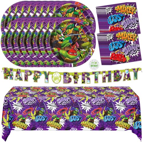 Ninja Turtle Party Decorations | Ninja Turtle Birthday Decorations | Teenage Mutant Ninja Turtles Party Supplies | TMNT | Serves 16 Guests | Officially Licensed