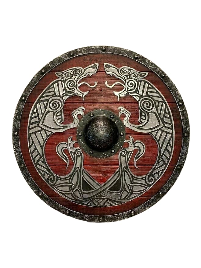 Medieval Shield Viking Shield 30' Wooden Shield Heavy Metal Fitted Handmade Gift Red