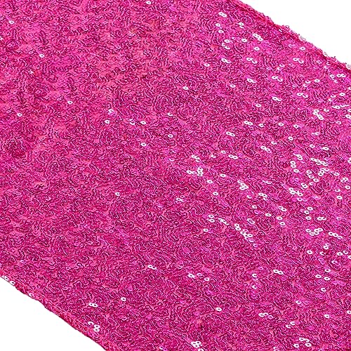 ShinyBeauty 12x108-Inch Hot Pink Sparkly sequin table runner Glitz SEQUIN TABLE RUNNER for Wedding Part/Event Linen (Hot Pink)