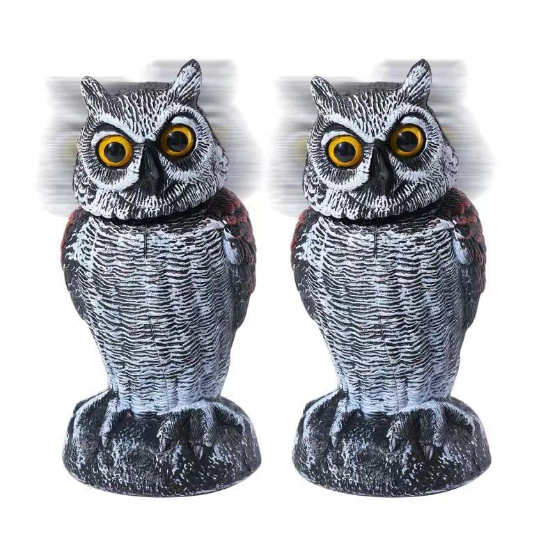 KKY Fake Owl Sculpture Latest 2pc, Revolving Head Plastic Owl for Outdoor Garden.