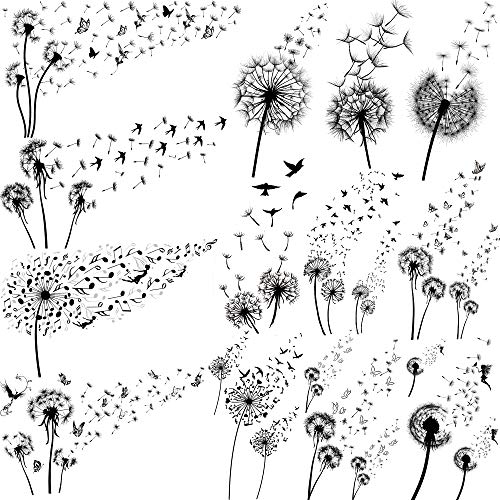 EGMBGM 13 Sheets Beautiful Dandelion Temporary Tattoos For Women Realistic Flying Dandelion Birds Butterfly Fake Tattoos Flowers For Girls Kids Hand Wrist Neck Decoration Temp Tatoos Temporary Sticker