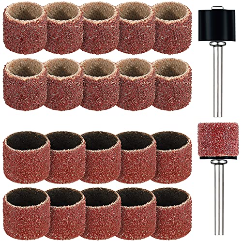 22 Pet Nail Grinder Replacement Kit with Grit Sanding Bands Pet Nail Smoother Dog Claw Care Black Grinding Drums Dog Nail Grinder Replacement Dog Claw Grooming Supplies (1/2 Inch 60 Grit and 100 Grit)