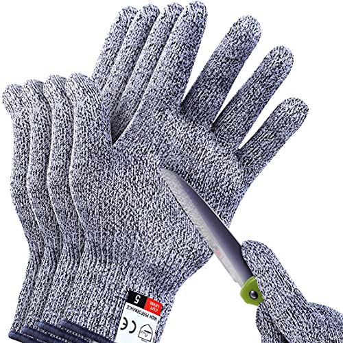 THOMEN 4 PCS (M+L) Cut Resistant Gloves Level 5 Protection for Kitchen, Upgrade Safety Anti Cutting Gloves for Meat Cutting, Wood Carving, Mandolin Slicing and More