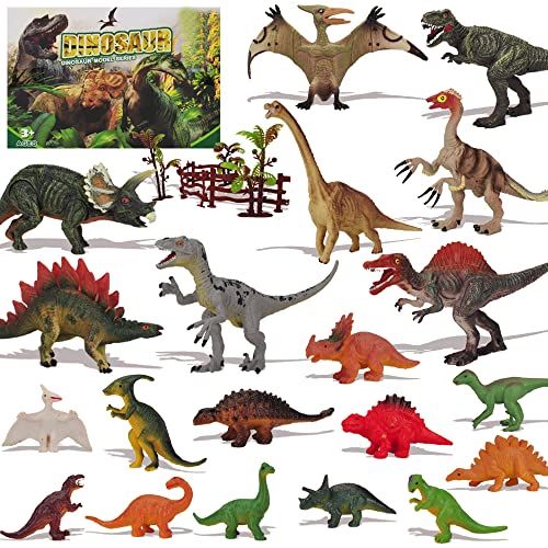 YAOASEN 27 Pack: Realistic Dinosaur Toy Figures Set, 3-7 Inch, Large Action Educational Toys for Toddlers, Kids, Boys & Girls