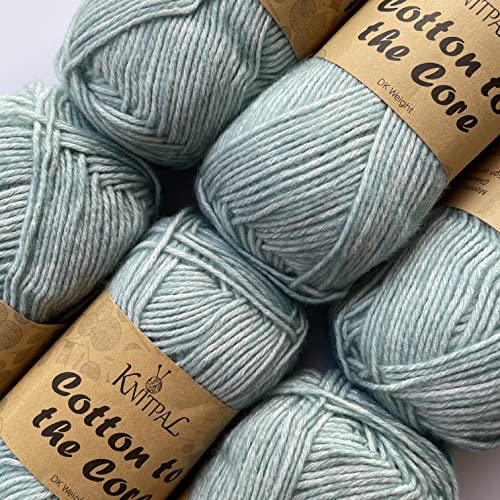 Cotton to The Core Knit & Crochet Yarn, Soft for Babies, (Free Patterns), 6 skeins, 852 yards/300 Grams, Light Worsted Gauge 3, Machine Wash (Teal Blue)