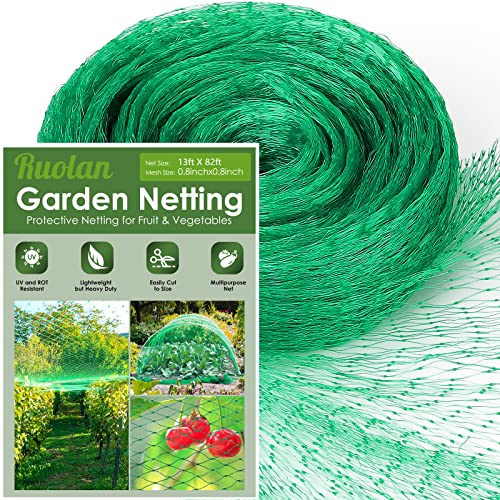 Ruolan Bird Netting for Garden Protect Vegetable Plants and Fruit Trees13X82Ft,Plastic Trellis Netting for Birds, Deer,Squirrels and Other Animals
