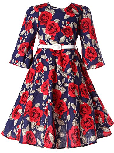 Bonny Billy Girls Classy Vintage Floral Swing Kids Party Dresses 10-11 Years Floral