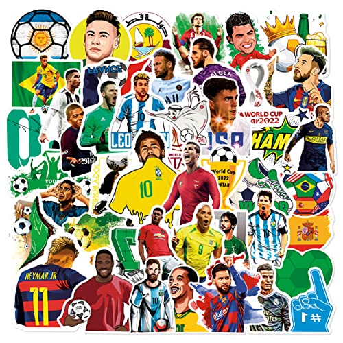 Soccer Stickers Decals 50 Pack for 2022 World Cup Party for Laptop, iPhone, Water Bottles, Computer, and Hydro Flask,DIY Decor for Bumper Wall